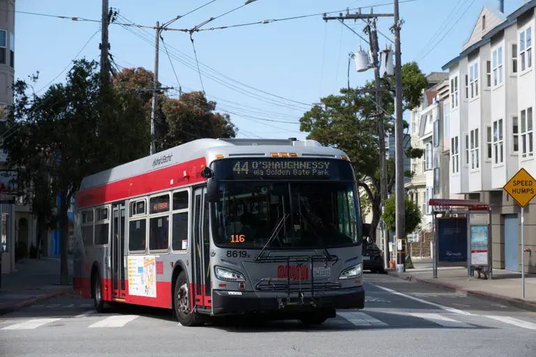 The 44 Muni bus crossing an intersection in the Richmond