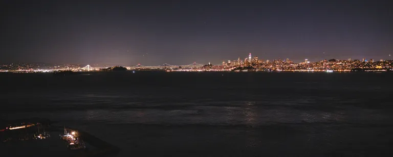 A view of the San Francisco skyline at night from the north.